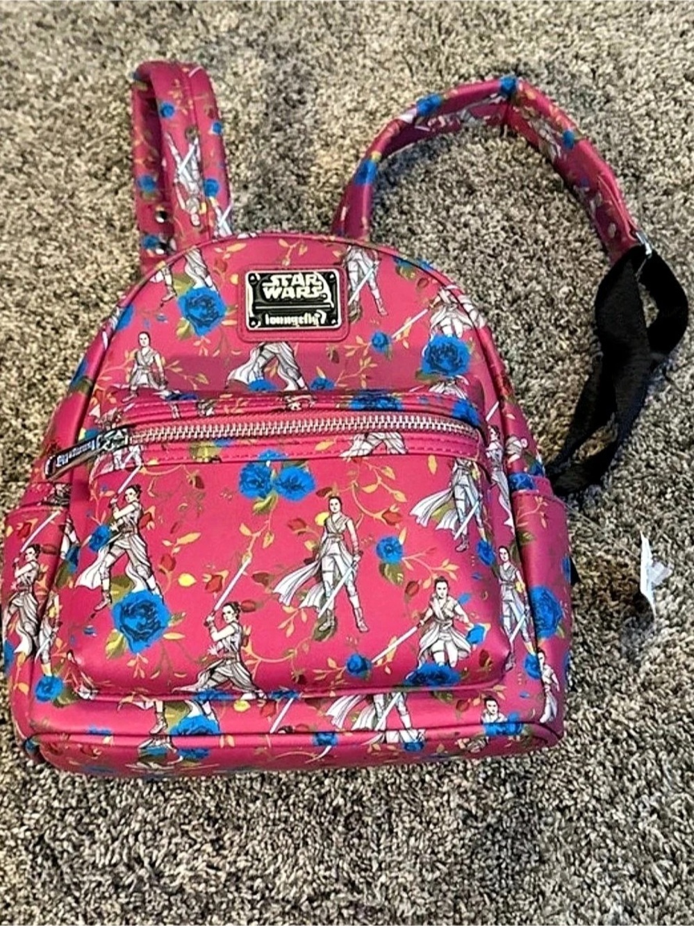 Loungefly Star Wars Rey Rose Floral Mini Backpack Pink & Blue NWT